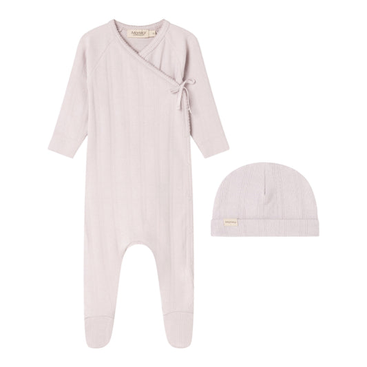 Rubetta Modal Pointelle Footie and Hat -Violet Dust