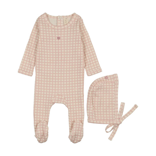 Checkered Dreams Footie - Pink Heart