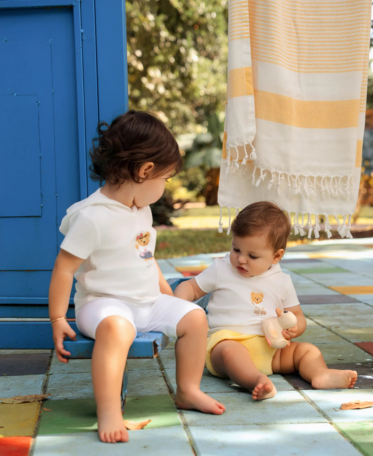 Pastel Yellow Boys Short Hoodie Set