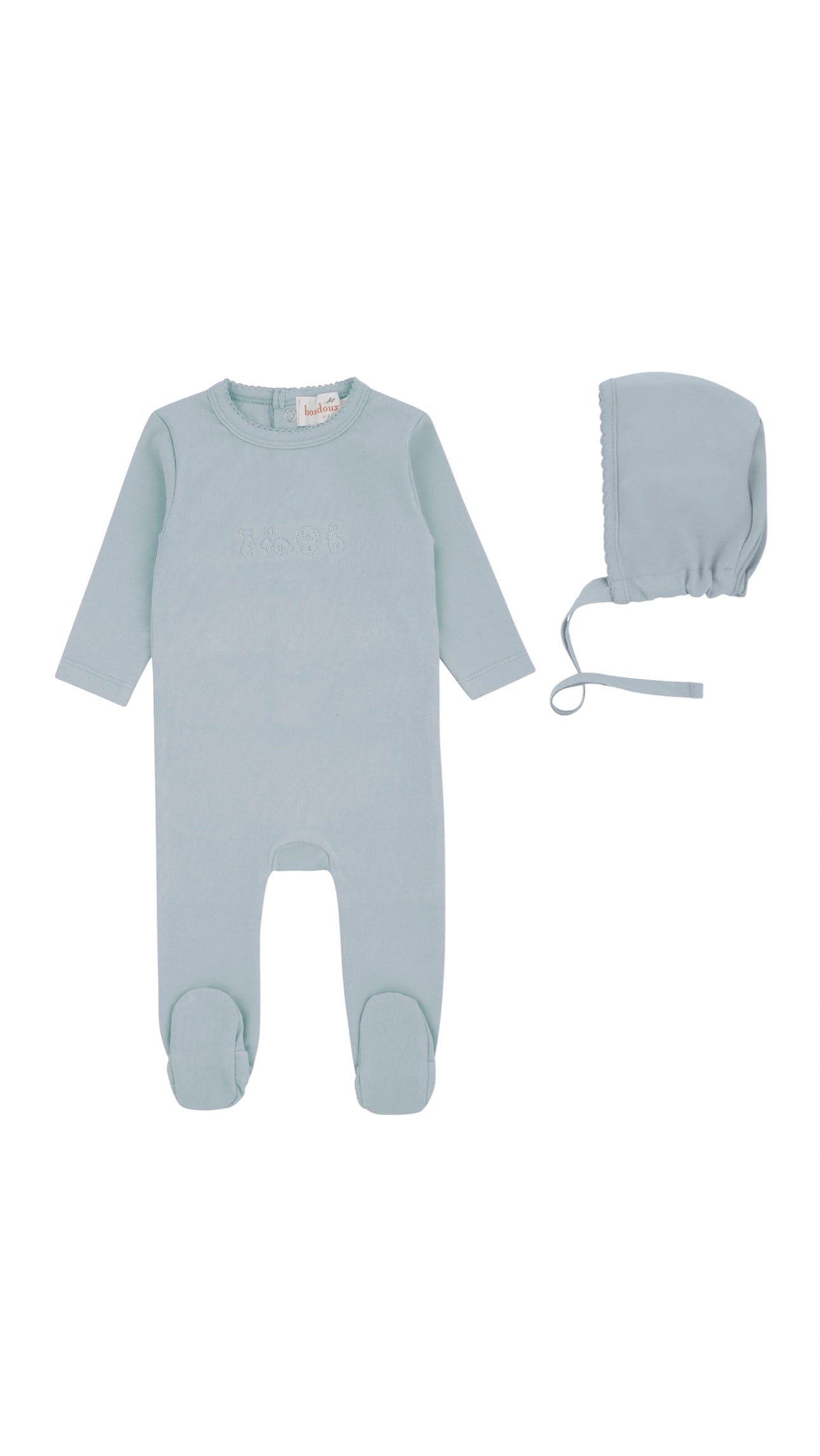 Bunny Embroidery Blue Footie