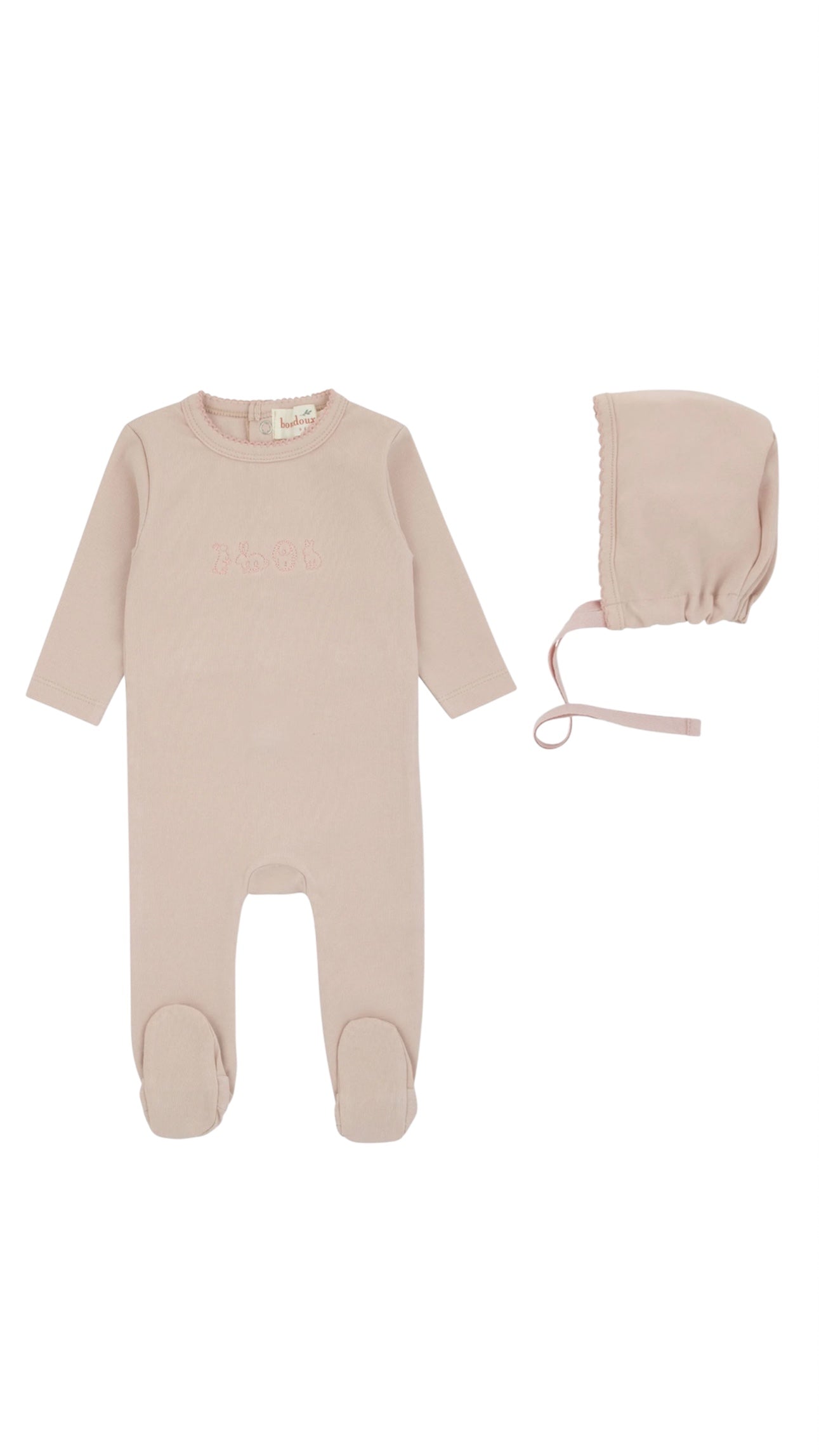 Bunny Embroidery Pink Footie