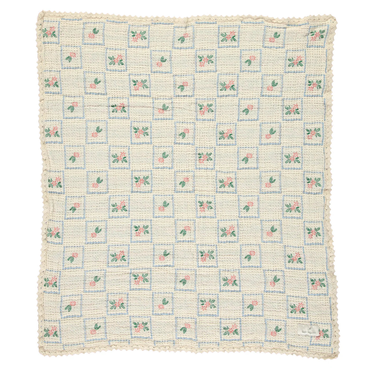 Floral Waffle Blanket Blue