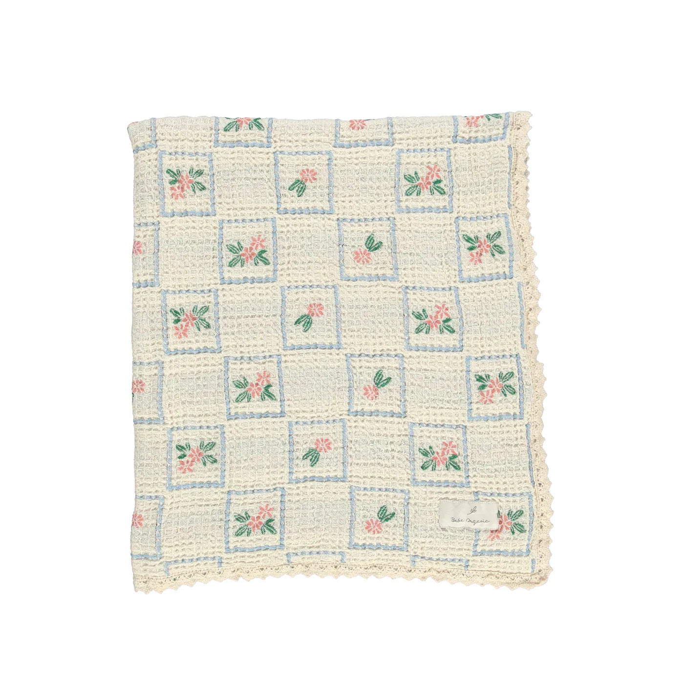 Floral Waffle Blanket Blue