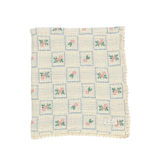 Floral Waffle Blanket Blue